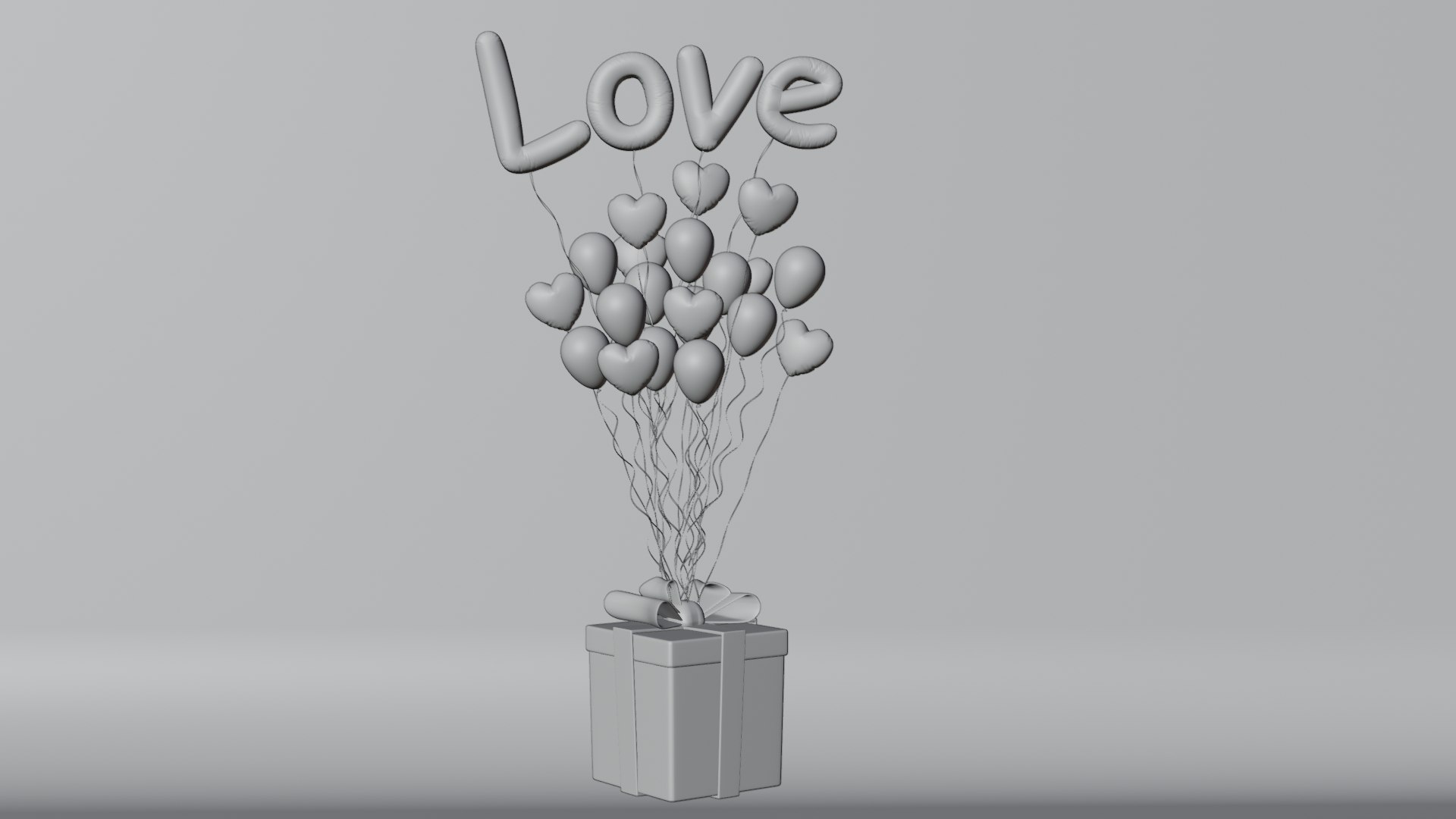 3D Valentines Gift Box With Balloons - TurboSquid 1847203