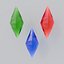 3D Crystal Gemstones - Ruby Emerald Sapphire