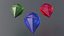 3D Crystal Gemstones - Ruby Emerald Sapphire