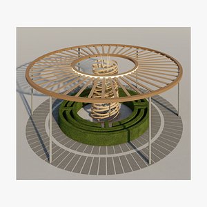 Architectural Planter with Wooden Canopy model