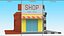 Low Poly Retail Store Building Yellow 3D model