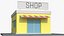 Low Poly Retail Store Building Yellow 3D model