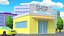Low Poly Retail Store Building Yellow 3D model