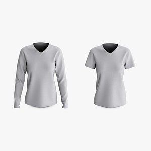 Female T-Shirt Dropped Shoulder V Collar Collection