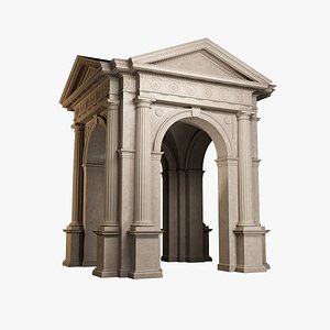 arched portico in Doric Denticulated column order gazebo 3D model