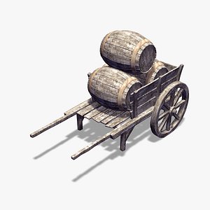 3d model wooden cart