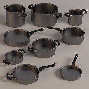 pots pans 3d model