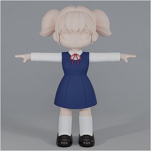 Minimal Chibi School Uniform 09 3D model