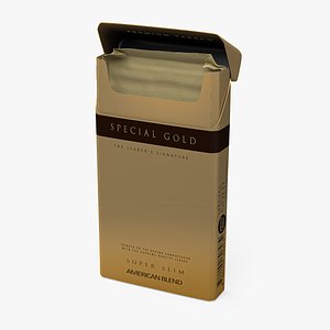 Pack of Cigarettes Super Slim Gold Empty