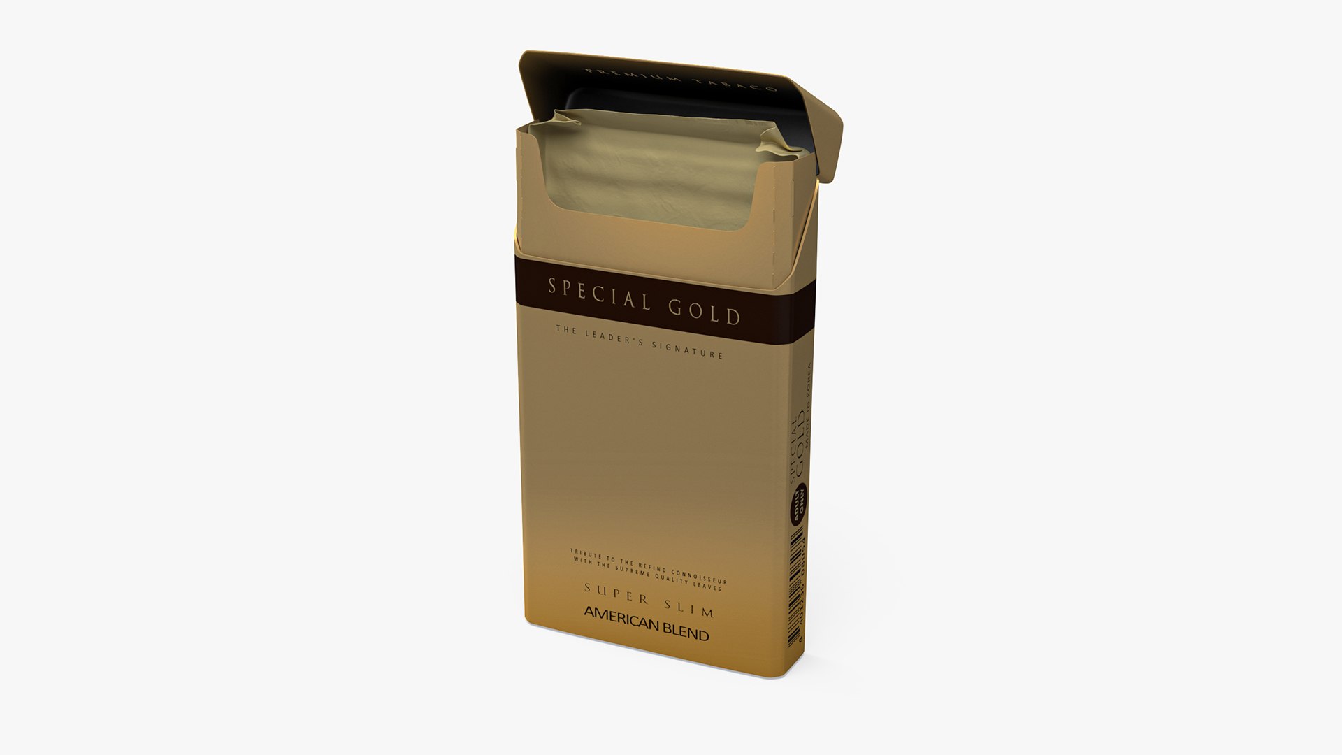 Pack of Cigarettes Super Slim Gold Empty 3D model preview