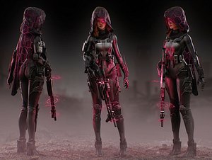 3D Sci Fi Sniper Girl model