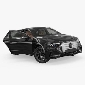3D Luxury Electric Sedan Fastback Black Rigged for Maya model