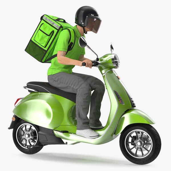 3D Delivery Man Riding Scooter model