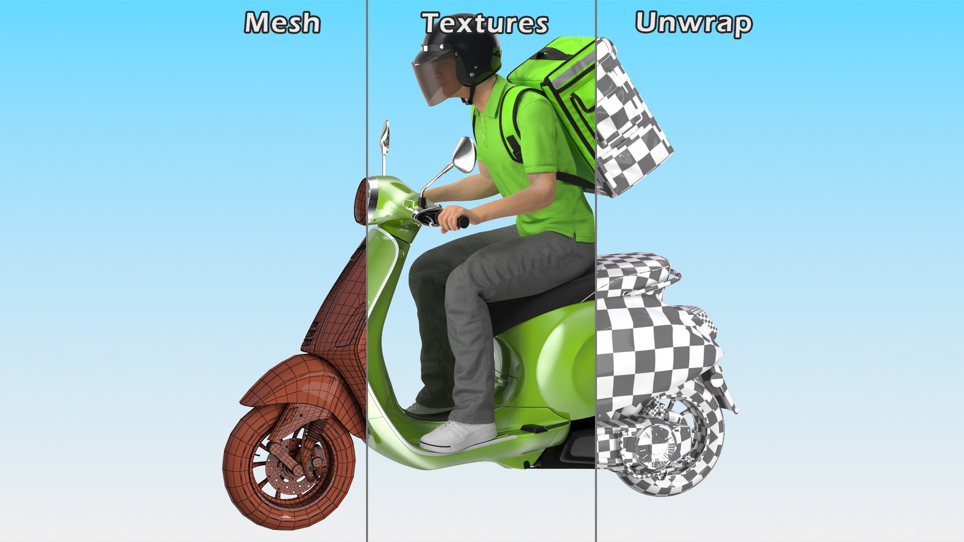 3D Delivery Man Riding Scooter model https://p.turbosquid.com/ts-thumb/9O/ErIlkR/Zi/deliverymanridingscooter3dmodel021/jpg/1638441925/1920x1080/fit_q87/1b506c5e225c1b17f2ce51dba8039606e4d47f47/deliverymanridingscooter3dmodel021.jpg