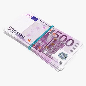 3D 500 euro banknotes bills model