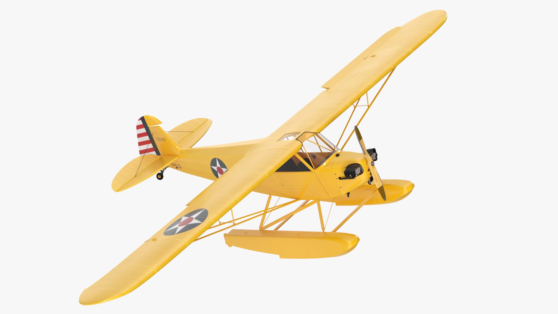 Piper J-3 Cub Light Aircraft with Floats Rigged