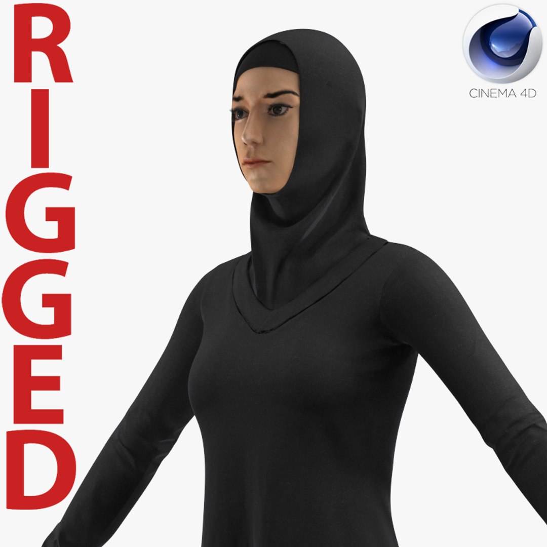 Arab Young Women Rigged for Cinema 4D 3D model preview