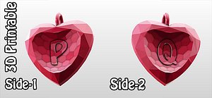 3d-printable valentine crystal-heart-twoletters pendant 3d obj
