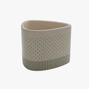 Ceramic Flower Pot Polka Dot Pattern 3D