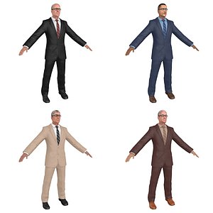 pack old businessman man 3D