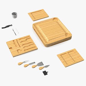 Bamboo Cheese Board with Cutlery Set