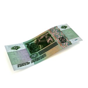 5 Russian Roubles Banknote 3D