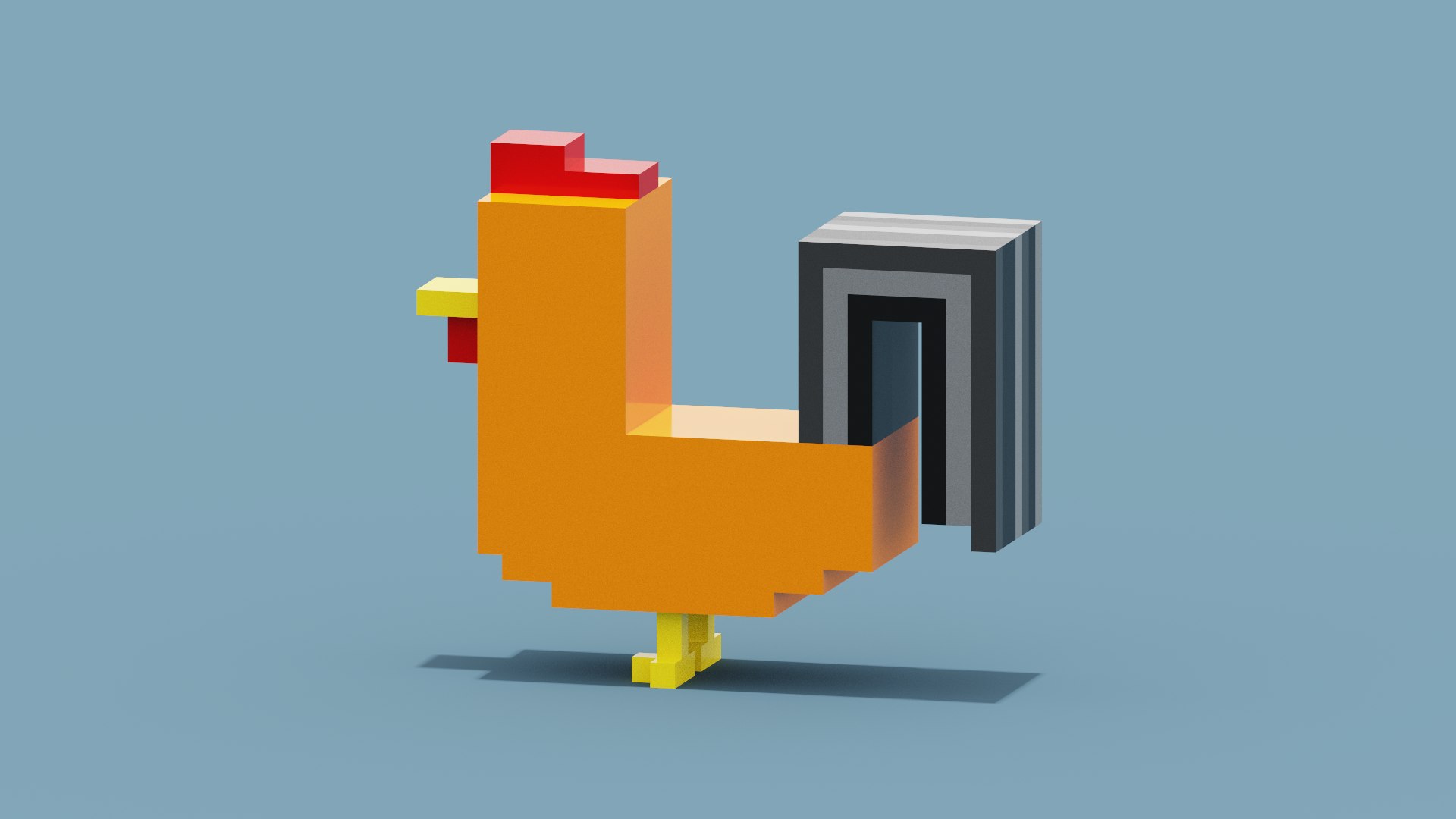 Voxel Cockerel Chicken model https://p.turbosquid.com/ts-thumb/9O/eSErl3/ui/spin202210301158300005/png/1667121287/1920x1080/fit_q87/5ee0ed330d5236303da44405389838c6692ff856/spin202210301158300005.jpg