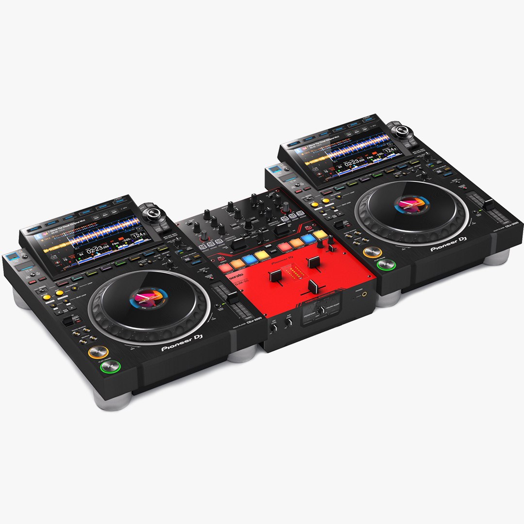 3D Pioneer DJ Set 3 DJM0750 MK2 And CDJ 3000 Nexus Model