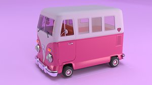 3D Stylized Cartoon van T1 Low poly Low-poly 3D model