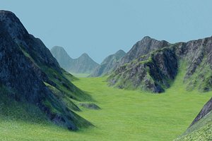 3D landscape mountain valley terrain model