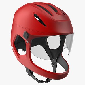 Full-Face E-Bike Helmet Red 3D model