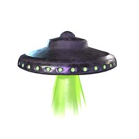 retro stylized UFO spaceship  PBR asset Low-poly