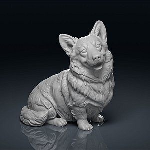 Detailed Happy Corgi Dog 3D Print Model 3D
