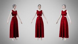 Dress 31 Crimson Velvet With Design