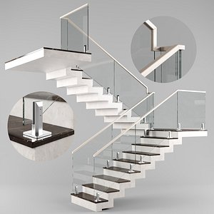 Modern interior stair 03 3D model