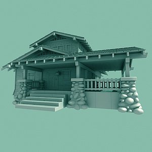 craftsman home bungalow 3d model