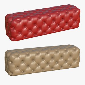3D model Chesterfield Realistic Leather Sofa Bench