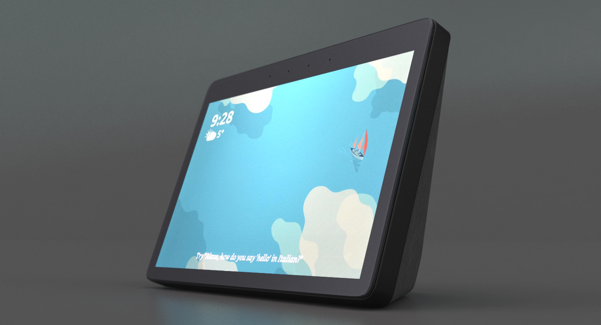 amazon echo 2rd version 3D model https://p.turbosquid.com/ts-thumb/9P/9K5QLZ/A1KXBw6q/amazon_echo_show_2rd_charcoal_context02/png/1556012107/1920x1080/fit_q87/0931657ef85ece94ebb6d5704478d4d59c974711/amazon_echo_show_2rd_charcoal_context02.jpg