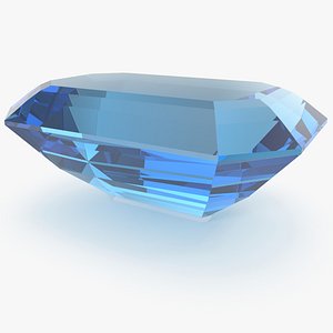 3D Emerald Cut Blue Topaz model