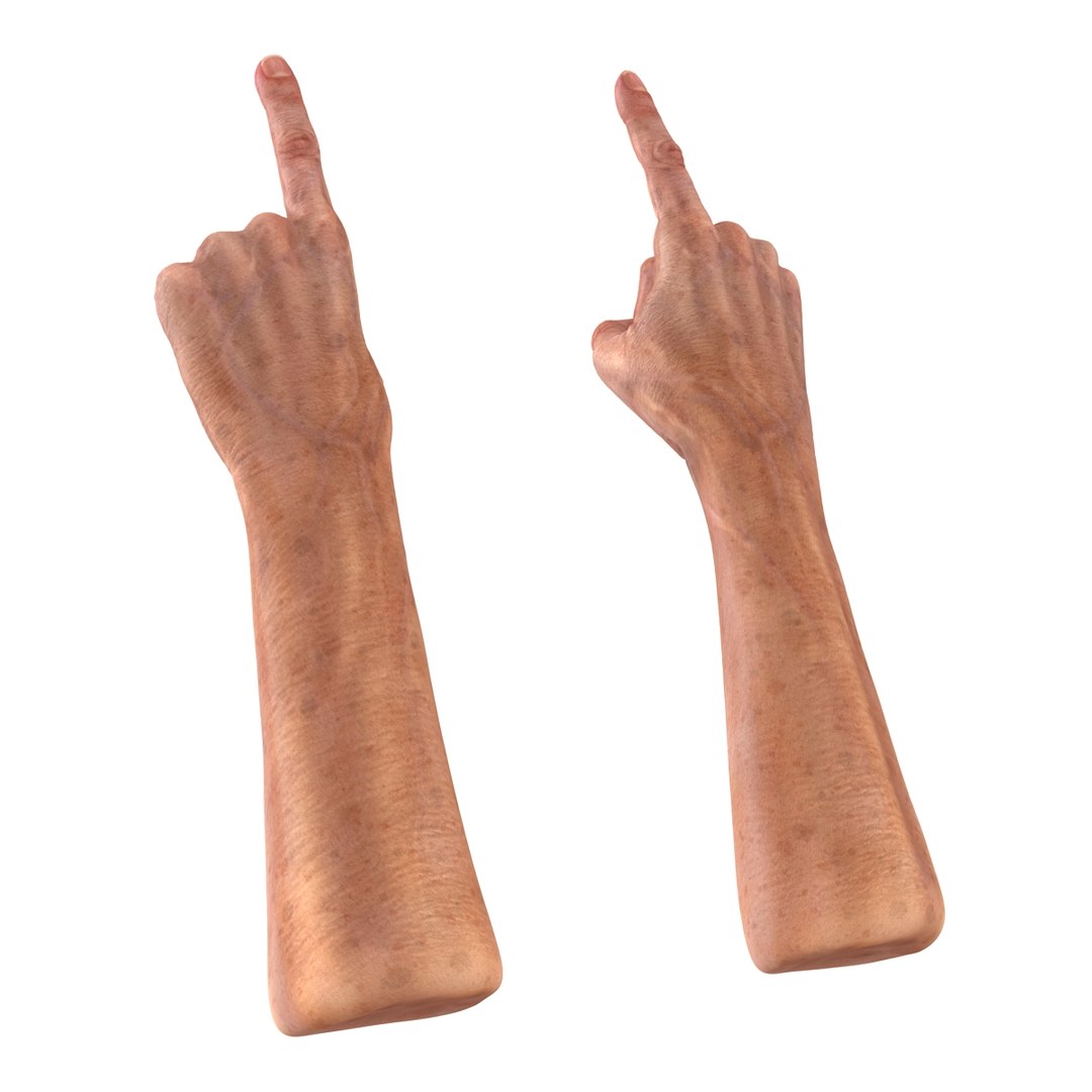 Old Man Hands 2 3d Model