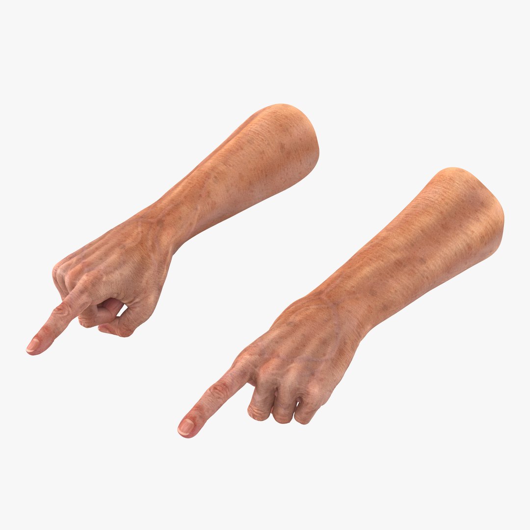 Old Man Hands 2 Pose 2 3D Model 3D model preview