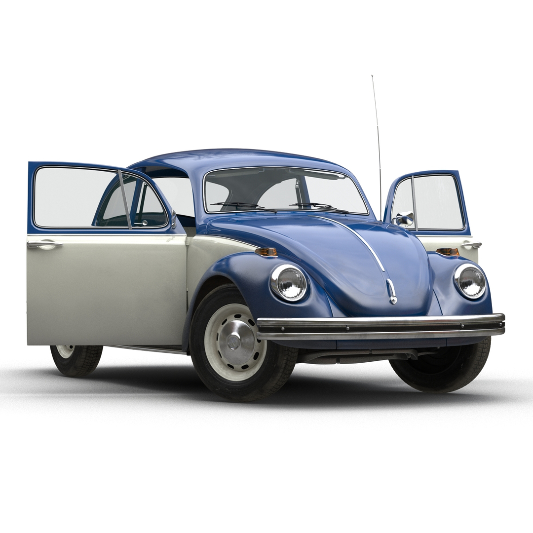 3d model volkswagen beetle 1966 blue