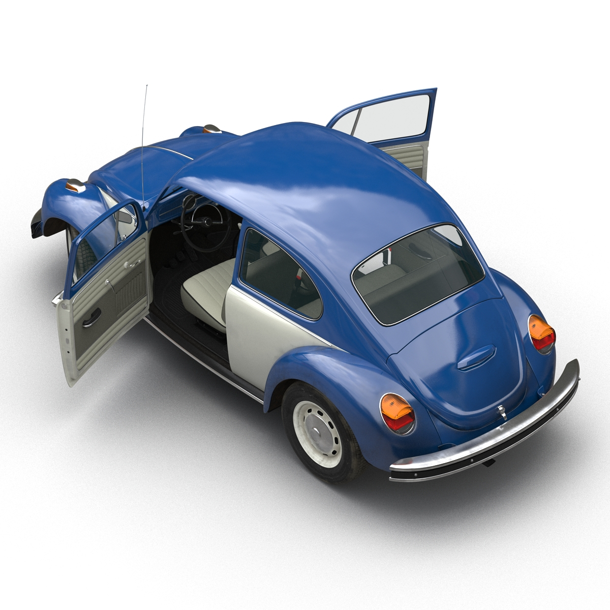 3d model volkswagen beetle 1966 blue