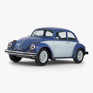 3d model volkswagen beetle 1966 blue