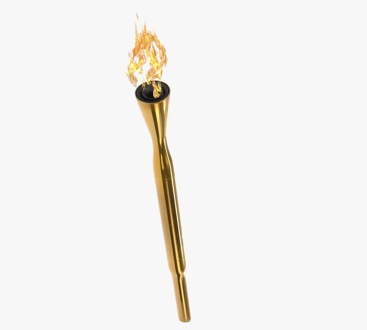 Lit Ceremony Torch with Flame Gold 3D model preview