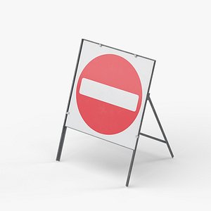 No Entry Square Road Sign 3D model