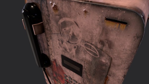 Telephone booth optimized for AAA video games PBR textures 3D model