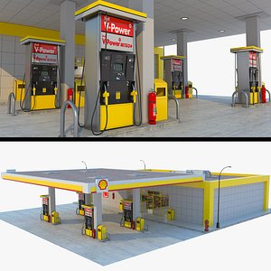 Gas station Shell 3D model