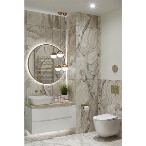 3D Finished Shower Room Scene