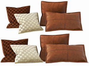Leather Woven Pillow Cushion 3D Model Set 3D model